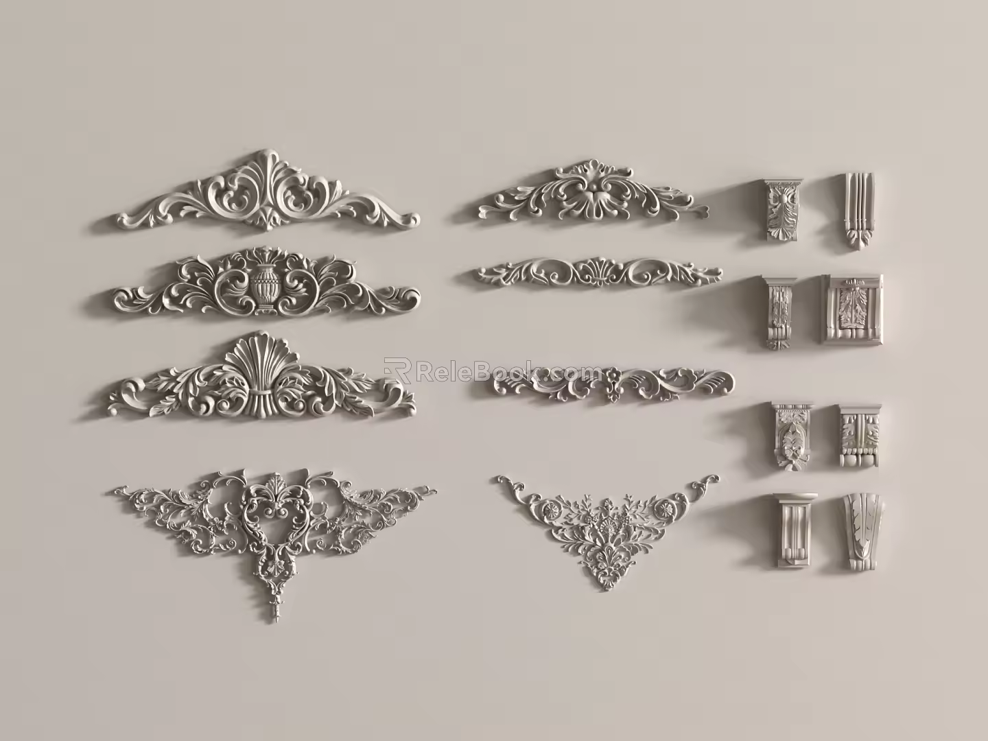 European-style Carved Gypsum Component Corner Carved 3d model