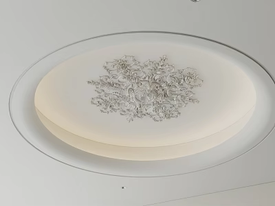 White Ceiling with Circular Decoration Intricate Silver Patterns and Transparent Border Design 3d model