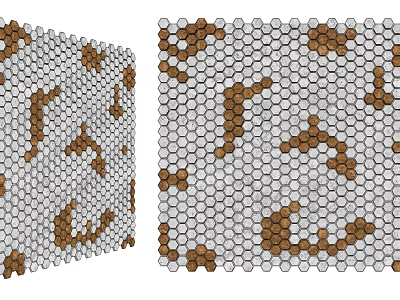 Wall Surface With Hexagonal Tiles In White And Brown Decorative Pattern 3d model