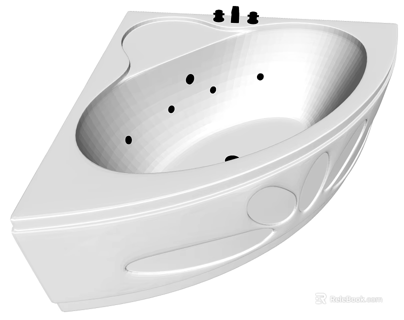 Stylish Triangular White Washbasin With Circular Design Elements And Smooth Surface 3d model 
