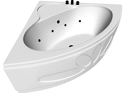 Stylish Triangular White Washbasin With Circular Design Elements And Smooth Surface 3d model