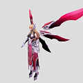 Fantasy Game and Movie Character with Pink Red Wings Blonde Hair and Ornate Outfit