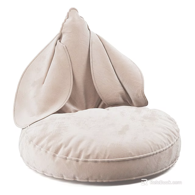 Comfortable Soft Beige Bean Bag Chair With Plush Velvet Fabric And Cozy Seating Design 3d model 