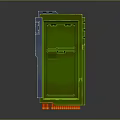 Green Industrial Control Cabinet With Front Panel And Orange Base Connectors