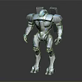 Futuristic Sci Fi Robot Character With Mechanical Armor And Blue Luminous Elements 3d model