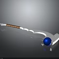 3D Rendered War Hammer With Sleek White Metal Head Brown Textured Handle And Blue Sphere