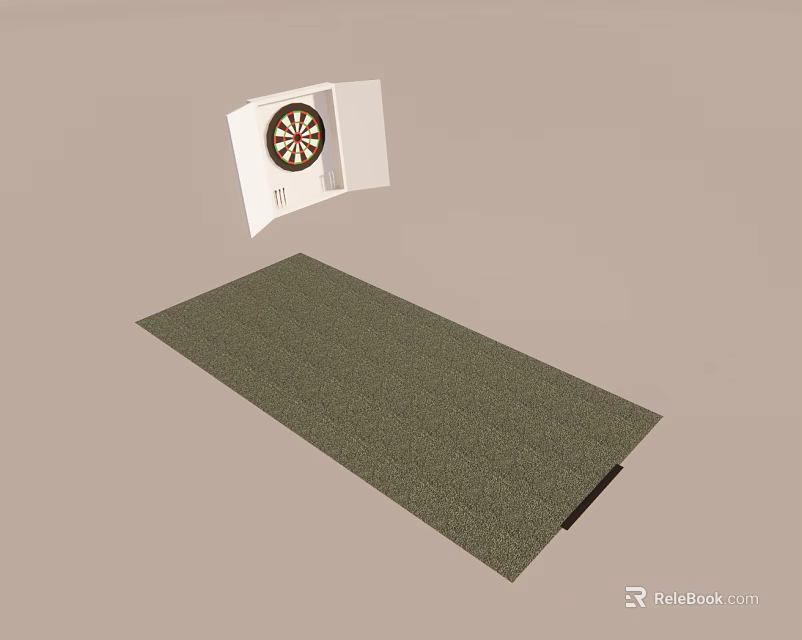 Practical Indoor Sports Equipment Dartboard With Non Slip Green Training Mat 3d model 