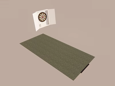 Practical Indoor Sports Equipment Dartboard With Non Slip Green Training Mat 3d model