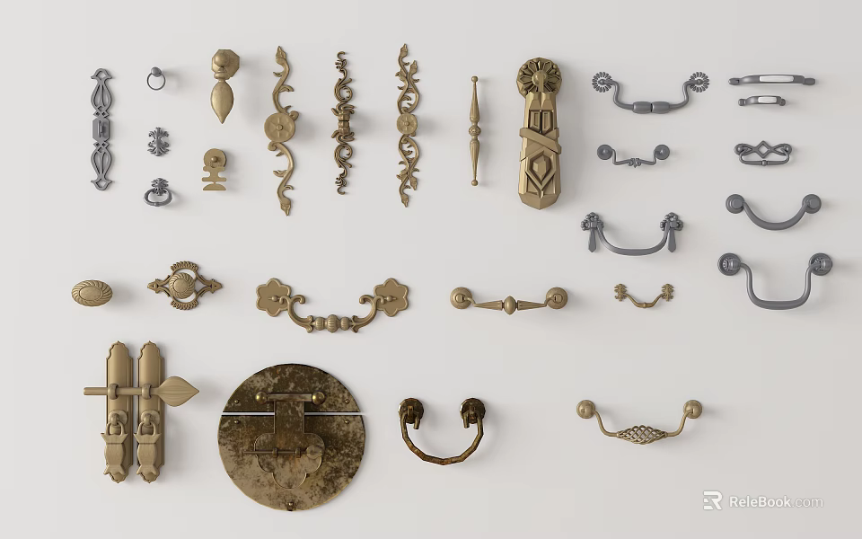 Various Decorative Handles With Diverse Designs And Materials For Home Furniture 3d model 
