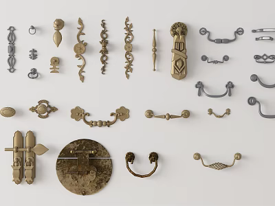 Various Decorative Handles With Diverse Designs And Materials For Home Furniture 3d model