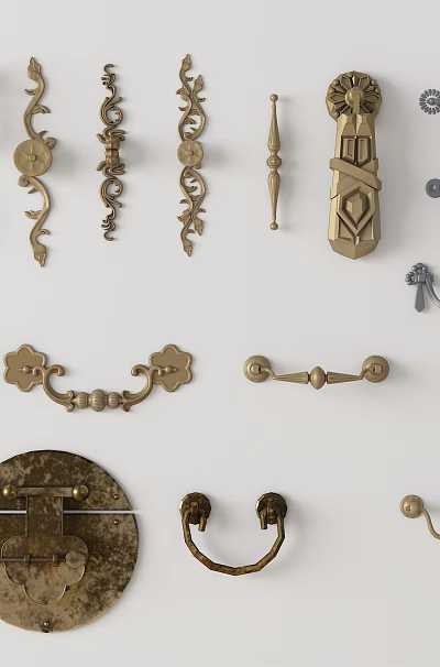 Various Decorative Handles With Diverse Designs And Materials For Home Furniture 3d model