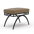 Modern Stool with Beige Padded Seat and Black Metal Curved Legs Design