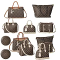 Classic Pattern Leather Bags Collection With Tote Handbags Round Shapes And Handles