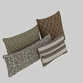 Soft Decorative Pillows With Striped And Patterned Designs In Neutral Tones For Sofa 3d model