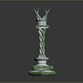 Green Decorative Column With Twisted Pattern Ornate Base And Crown Top