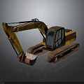Yellow Construction Excavator With Tracks Bucket Cab And Heavy Duty Design
