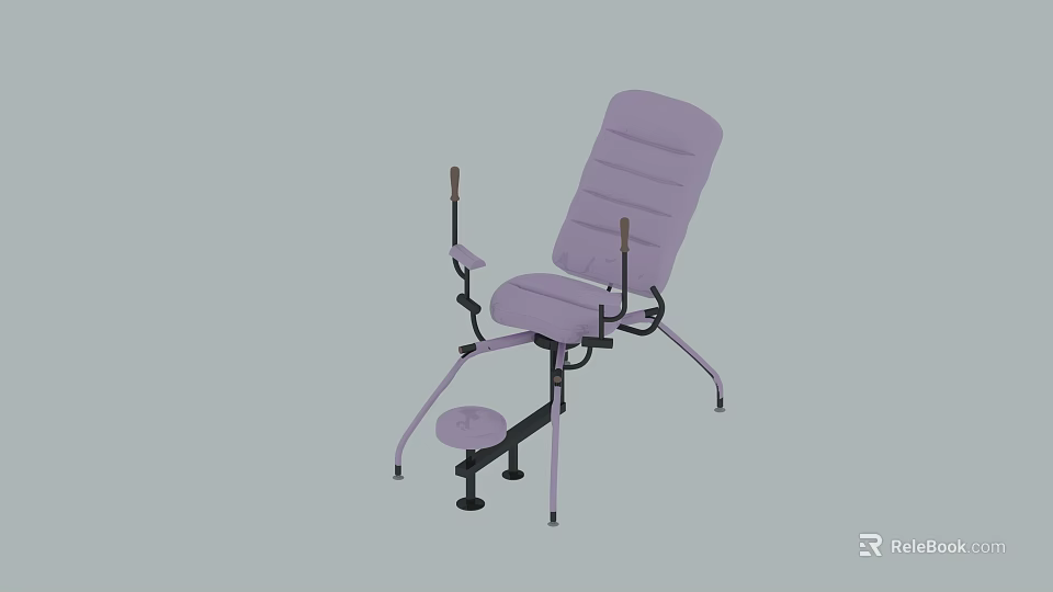 Purple Medical Rehabilitation Chair With Armrests Footrest And Ergonomic Support Design 3d model 