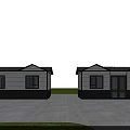 Modern Single Family House Exterior with White Gray Walls Dark Roof and Front Yard