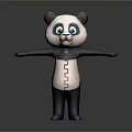 3D Cartoon Panda Character With Blue Eyes Open Arms Button Belly Design For Game