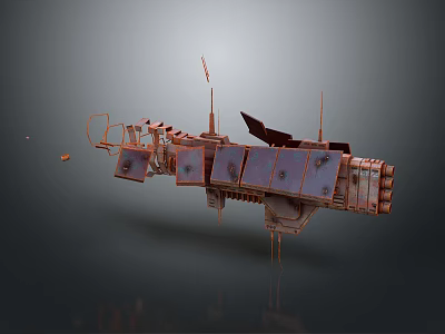 Rusty Mechanical Structure With Metal Panels Exposed Frames And Aged Design 3d model