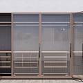 Modern Wardrobe With Glass Doors Metal Frame Hanging Rods Drawers And Shelves