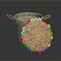 Basket Bamboo Basket Straw Basket Vegetable Basket Egg Basket Storage Basket Bamboo Basket Storage Basket Bamboo Blue 3d model