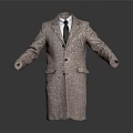 Classic Plaid Long Coat For Men With Formal Shirt And Tie