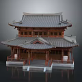 Traditional Chinese Two Story Wooden Architecture With Tiled Roof And Decorative Eaves