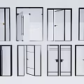 Modern Various Glass Doors With Black Frames Sliding Hinged Designs 3d model