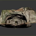 Cave Interior Scenery With Arched Rock Ceiling And Sandy Stone Floor 3d model