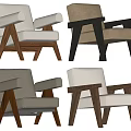 Modern Leisure Chairs with Fabric Upholstery Wooden Legs Armrests and Assorted Colors
