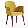 Yellow Accent Chair With Woven Detailing And Dark Wooden Legs Design