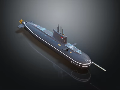 Modern Military Submarine With Black Hull Design And Periscope Tower Structure 3d model