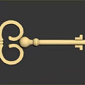 Shiny Golden Key With Vintage Design For Home Decoration And Security