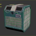Blue Storage Box With Red Pixel Art White Stripe And Layered Compartments