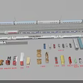 Various Cars And Transport Vehicles With Different Colors And Models Arranged On Tracks And Ground