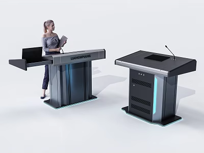 Modern Digital Podiums With Display Screen And Built In Microphone For Presentations 3d model