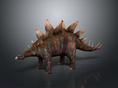 Colorful Stegosaurus 3D Model With Plates On Back Spikes On Tail And Reflective Surface 3d model