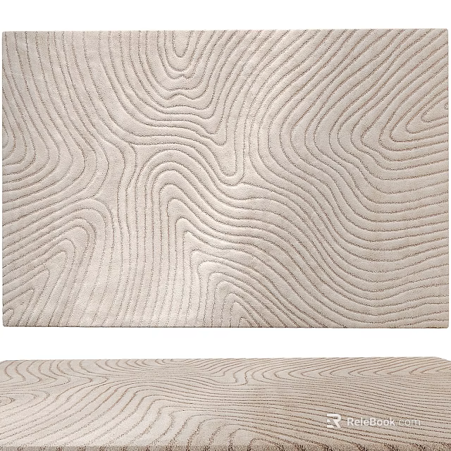 Square Carpet With Curved Beige Lines Pattern Modern Home Decor Design 3d model 