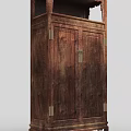 Wooden Storage Cabinet With Double Door Design Natural Wood Grain And Metal Hinges