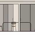 Modern Interior Space With Frosted And Ribbed Glass Partition Doors