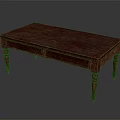 Vintage Wooden Table With Carved Legs Smooth Surface And Single Drawer Design