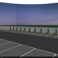 Modern Parking Lot With Cars Entry Pavilion Road Markings And Green Lawn