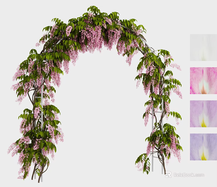 Wisteria Arch Garden Decor With Lush Green Vines And Purple Flowers 3d model 