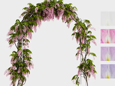 Wisteria Arch Garden Decor With Lush Green Vines And Purple Flowers 3d model