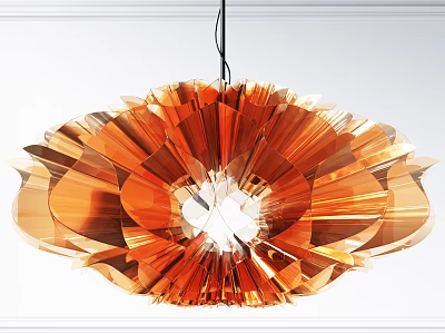 Modern Orange Petal Shaped Chandelier With Pleated Acrylic Design For Ceiling Decor 3d model