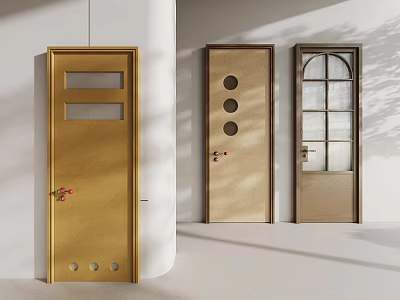 Elegant Brass Doors With Various Glass Panel Designs For Interior Spaces 3d model