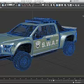 Green Los Angeles SWAT Tactical Pickup Truck With Roof Rack And Off Road Tires