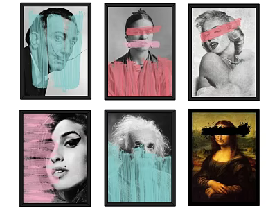 Modern Portrait Wall Art with Stylized Celebrity and Iconic Faces Contemporary Abstract Design 3d model