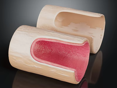 Two Anatomical Tubular Models Featuring Pink Inner Layer And Beige Outer Structure 3d model